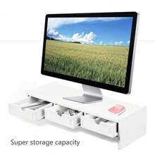 1PC White Ergonomic Office Desk Organizer, Monitor Stand With 3 Drawers, Office And Study Supplies, Desktop Accessories, Desktop Set - A - View 6