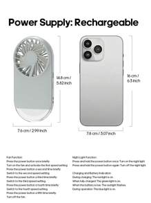 kinscoter 1PC Rechargeable 1200mAh Portable Pocket Fan Outdoor Lightweight Mini Night Light Air Cooler Handheld Fan - Multicolor - View 9