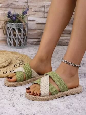 透明亮片缀饰绑带坡跟凉鞋女2025夏季新款防水厚底绳带厚底防滑软底女士拖鞋