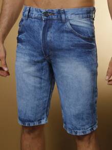Wholesale Men's Bermuda Jeans Lycra Elastane - Blue - View 1