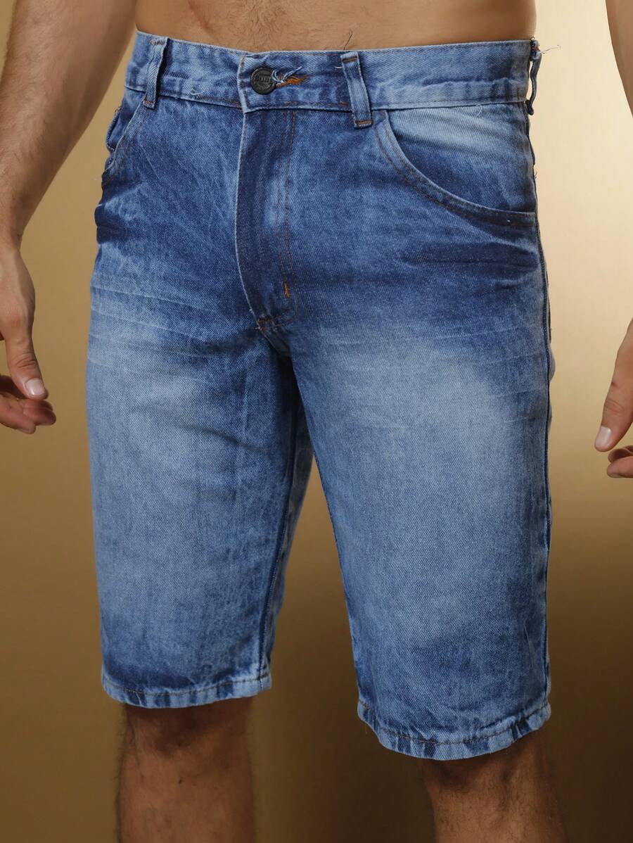 Wholesale Men's Bermuda Jeans Lycra Elastane - Blue - View 1