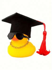 1 件趣味毕业橡胶鸭子汽车仪表板装饰，带帽子、眼镜、围巾和流苏 - 不吱吱作响的橡胶车辆装饰 - 彩色 - 查看 14