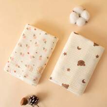 2pcs Replacement Organic Cotton Muslin Baby Swaddle Blanket, Cute Animal Print, High Quality, More Affordable, 80*80cm Large Size, Prevent Startle Reflex, Unisex Crib Blankets, Newborn Bath Towels, Soft & Breathable Wrap Set, All Season