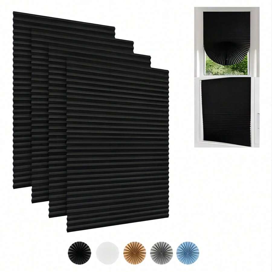 Full Black Pleated Window 90*180 - Black - View 1