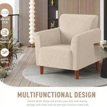 1pc Spicy Strip Pattern Sofa Slipcover, Furniture Dust Cover Suitable For Shabby Small Sofa, Living Room, Bedroom, Study, Office