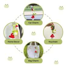 Phụ kiện treo gương chiếu hậu hình ếch/anh đào/vịt/nấm móc thủ công, trang trí gương chiếu hậu ô tô cho phụ nữ - Nhiều màu - Xem 4
