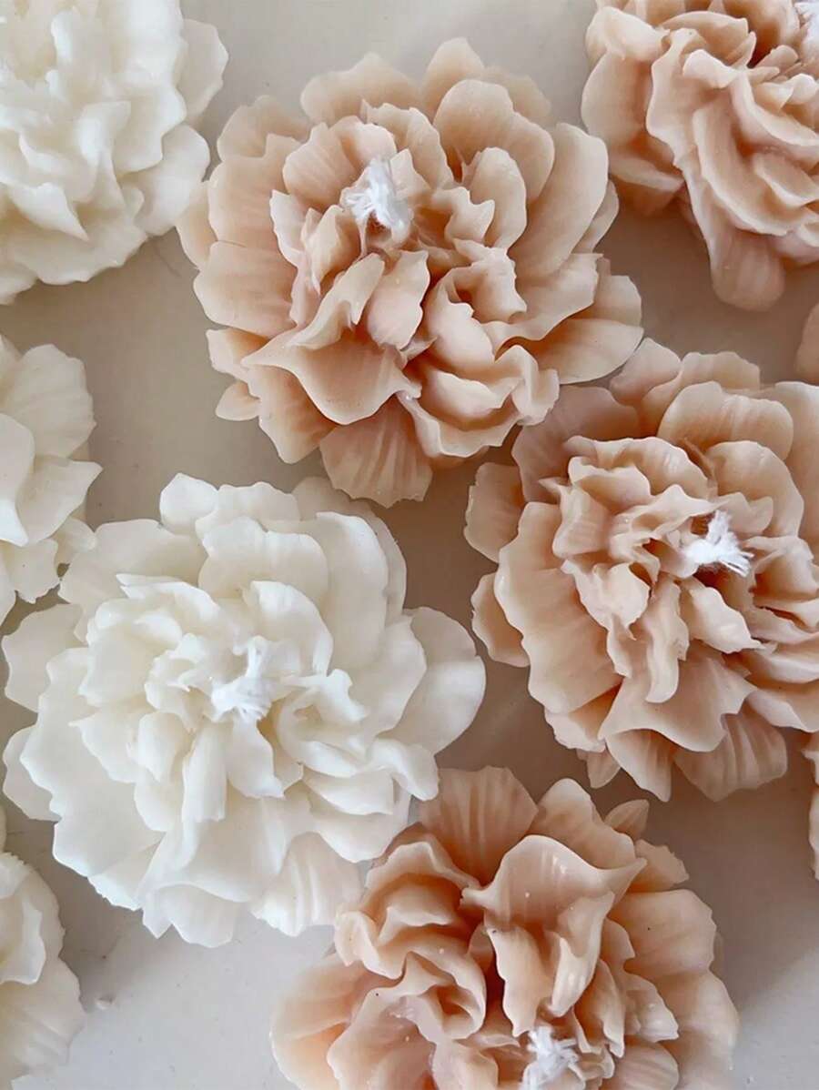 [Molde de silicone flexível premium] Vela perfumada faça você mesmo em formato de cravo 3D / Ferramenta para fazer sabonete artesanal, antiaderente e de fácil liberação, presente criativo para o dia das mães, essencial para decoração de casa - Branco - Ver 1