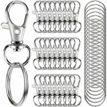 20pcs Rotating Lobster Clasp Key Chains, 10pcs Key Rings 10pcs Keychains, DIY Jewelry Crafts, Gifts For Men & Women, Valentine's Day (32mm) - Silver Gray - View 1