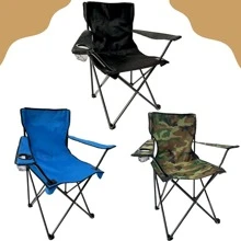 Folding Camping Chair With Cup Holder And Bag Fishing Beach Camping 130kg - 藍色 - 查看 5
