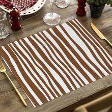 2/4pcs Simple Geometric Square Placemats, Abstract Neutral Style Artwork In Black & White, Blue, And Brown Linen Tablemats, Suitable For Daily Dining Table, Kitchen, Dining Room Decor, Home Decor, Holiday Decor, Tabletop Decor, Outdoor Picnic Decor, And Gifts, 12x16.5 Inches