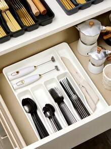 1 件塑料 PP 材质厨房餐具收纳盒，多功能抽屉分隔托盘，适用于刀叉筷子，扁平餐具收纳盒 - 彩色 - 查看 14