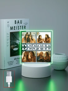 Customized Photo Acrylic Night Light With Printed Picture, Personalized Home Decor As Gift For Best Friend, Birthday, Holiday, Valentine Day, Valentine Day Decor Ornamental Exquisite, High-Quality Custom, Personalized, Unique Ideal Gifts For Her Boyfriend, Girlfriend, Dad, Mom, Family, Friends, Pets, Daughter, School Students, Son For Anniversaries, For Birthdays, For Graduation School, Home, Office,Graphic Print - 3mm Small Square + Bestie02 - View 6