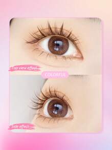 Rikuaild 100pcs Cartoon Style C-Curl Natural DIY Brown Cluster False Eyelashes, Brown Short Stem Transparent False Lashes, Cute Cartoon Eye Makeup Effect, Suitable For Japanese/Korean Cartoon Style Eye Makeup - C - 查看 7