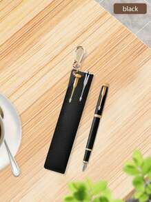 1个皮革铅笔盒，带2个圆珠笔笔套，笔袋，适用于书包、铅笔盒、文具包 - 彩色 - 查看 13