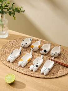 1pc Multifunctional Cute Cat Seasoning Dish Home Ceramic Seasoning Dipping Dish Chopstick Holder Creative Small Plate Snack Seasoning Dish Ceramic Ink Dish Desktop Pen Holder For Home Kitchen Restaurant Kitchen Supplies Tableware Accessories,Kitchen,Christmas Gift,School Supplies
