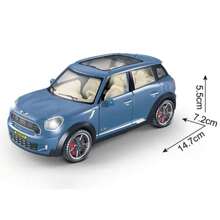 1pc Mini Children Toy Gift Inertia Car Toy With Light & Music, Small Sedan Handcrafted Model With Movable Doors, Cooper Classic High Simulation Metal Toy Car, Pull Back Collection - Multicolor - View 3