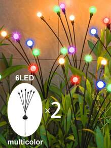 1/2 件装太阳能户外花园萤火虫摇曳装饰灯 6/8/10LED 暖白光/多色光 夜间自动开关 柔性灯管可自由弯曲 适用于花园草坪花坛
