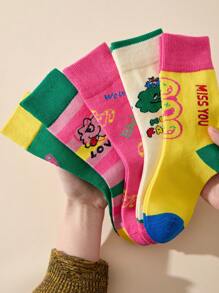 5 pares de calcetines finos para niños en primavera y otoño, calcetines tipo media caña de colores caramelo para niñas, calcetines con graffiti rosa, serie de dibujos animados lindos, regalos del Día del Niño, regalos de Halloween