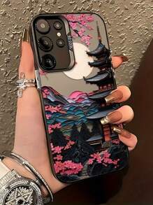 日本古屋画手机壳适用于 Galaxy S25、S24、S23、S22、S21、S20 FE、Ultra、Plus 4G 5G，防摔磨砂后盖 - 黑色 - 查看 3