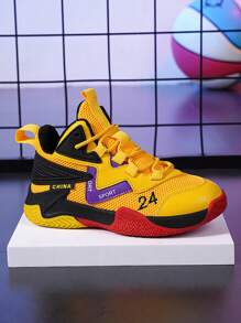 儿童运动鞋，男童篮球鞋，大童透气双网眼运动鞋