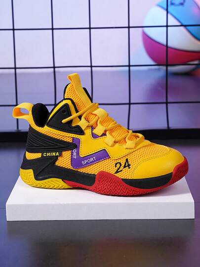 Kids' Sports Shoes, Boys' Basketball Sneakers, Big Kids' Breathable Double Mesh Sports Shoes