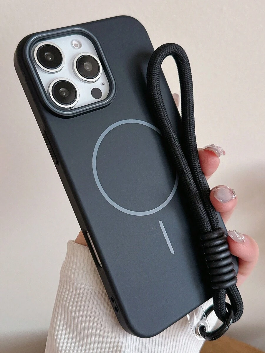 简约哑光磁吸无线充电壳适用于 16 15 14 Plus 13 12 11 Pro Max 短腕带硬质 PC 防震保护套