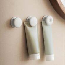 1pc No-Drill Wall Mount Toothpaste & Facial Cleanser Holder, Bathroom Wall Storage Caddy Hanger, Toothpaste & Facial Cleanser Dispenser, Bathroom Organizer Tool - White - View 6