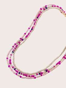 3 件套女士身体链套装，海滩夏季风格，仿珍珠肚皮和腰链，弹性串珠装饰波西米亚风万圣节