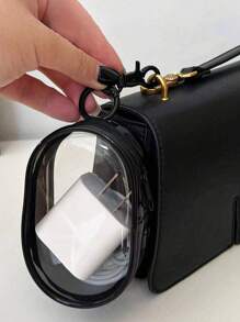 2/1 Peça Bolsa de Armazenamento de Cabo de Dados Portátil Transparente, Mini Bolsa de Armazenamento com Zíper, Bolsa de Armazenamento Multifuncional Compacta, Estojo para Fones de Ouvido e Carregador com Chaveiro, Bolsa para Pulseira, Bolsa para Maquiagem, Acessórios de Viagem Transparentes e Suprimentos Escolares
