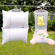 1pc Polyester Pillow And Toy Hanging Dry Bag, Wall Mounted Foldable Mesh Drying Rack, Windproof Design, Laundry Net Bag, Suitable For Household Use