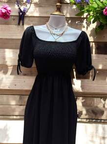 VESTIDO LARGO TIPO CAMPESINO CON MANGA MOD. ALY - Negro - Ver 7