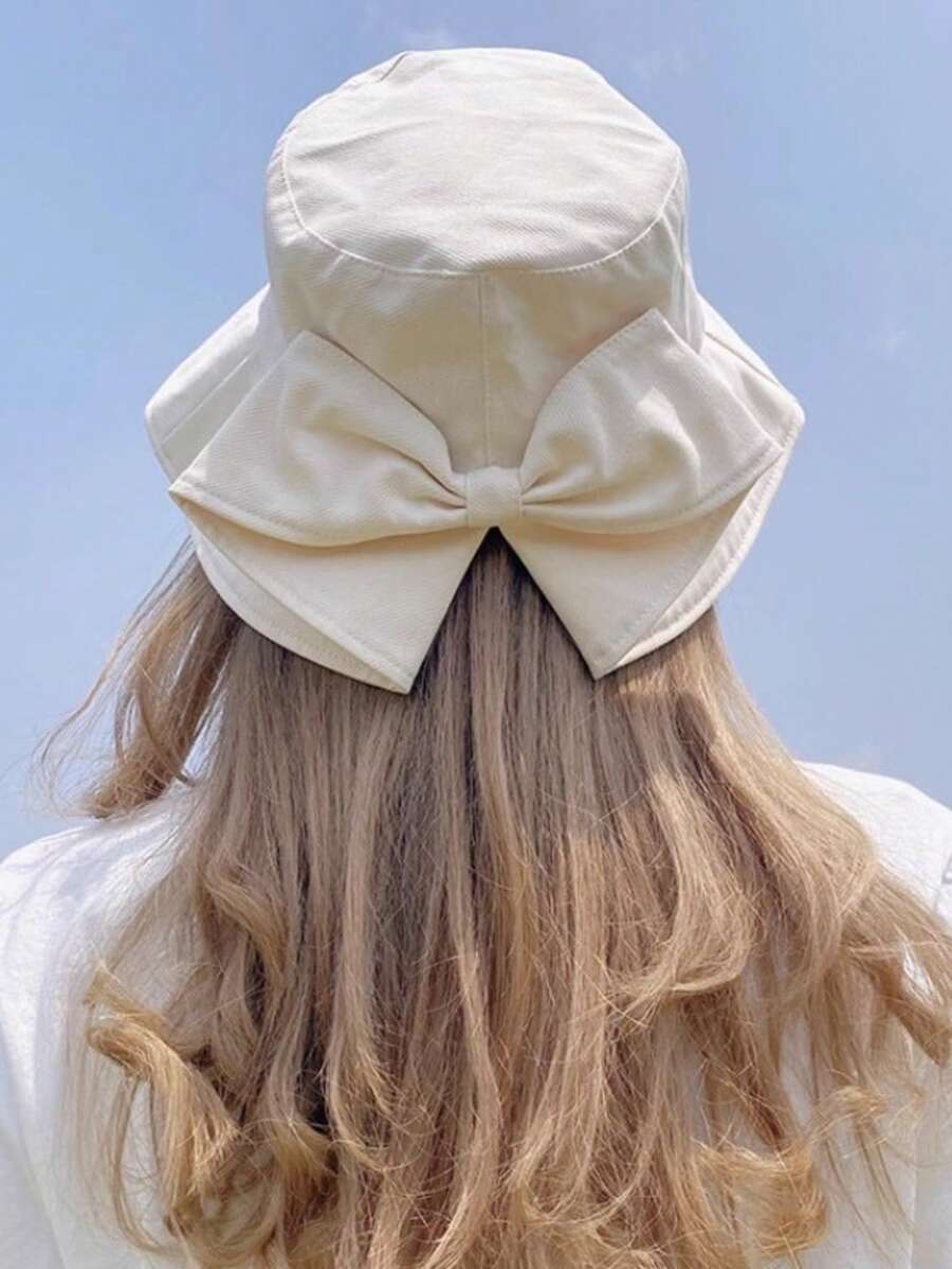 Vielseitiger Fischerhut Frühling und Herbst Schleife Mode Lässig UV-Schutz Hut koreanische Ausgabe UV-Schutz Topfhut Damen