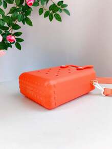 Mini Rubber Summer Beach Bag, EVA Hole Travel Tote Bag, Waterproof Storage Bag For Outdoor Sports Pool Boat - 橘色 - 查看 5