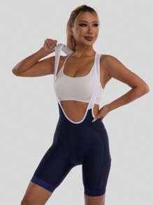 Quần yếm đạp xe nữ Wulibike có đệm, quần đạp xe 4D có đệm dành cho nữ với túi lưới. - Màu xanh hải quân - Xem 2