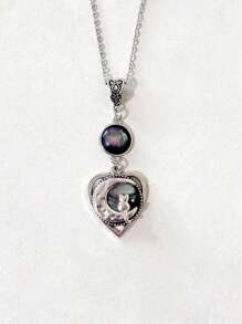 1PC Gothic Style Heart Shaped Cat And Moon Necklace For Women's Everyday Accessories Jewellery Gifts - 項鍊 - 查看 4