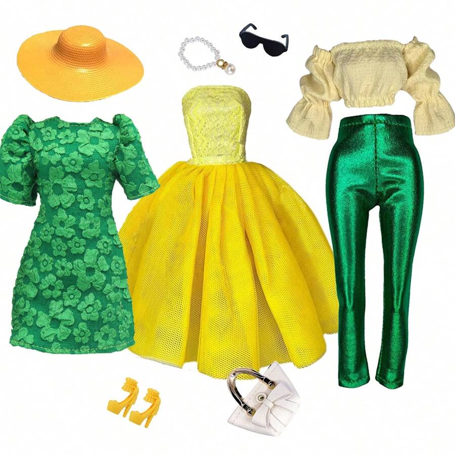 奢华时尚娃娃套装带配件，适合 11.5 英寸 - 12 英寸娃娃，经典礼品套装，生日礼物的理想之选 - 彩色 - 查看 1