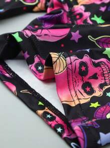 4pcs/Pack Men's Luminous Skull Mesh Breathable Long Leg Boxer Briefs - Multicolor - View 9