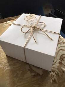 优质礼品盒 8 X 8 X 4 白色纸质礼品盒，配 10 米绳，适用于圣诞节礼物、伴娘求婚盒、婚礼易组装盒、生日礼物、送礼会和其他派对、情人节礼物、情人节
