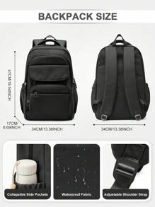 Zaino da scuola/porta PC da 15-17 pollici per donne e uomini, zaino da scuola leggero e durevole, borsa pc da 15,6 pollici, zaino da trekking resistente all'acqua con tasche multifunzione. Le versioni nuove e vecchie vengono spedite casualmente. - nero - Visualizzare 4