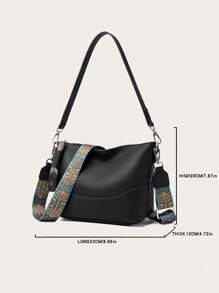 1 peça Bolsa mensageiro elegante para mulheres, cor sólida, alça removível, fecho de zíper, forro de poliéster, bolsa de ombro versátil para uso diário