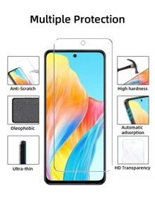 4pcs High-Definition Tempered Glass Screen Protector, Compatible With OPPO Series, Anti-Scratch, Smooth Surface, Anti-Fingerprint, Easy To Install Gift For Birthday, Family, Friends Phone Screen Protector, Phone Accessories Waterproof Shockproof Anti-Fall Anti-Fall Full Cover - Clear - View 2