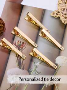 个性化雕花领带夹装饰，秘密小浪漫，专业需求个性化徽标雕花领带夹，送给丈夫男朋友未婚夫的最佳礼物，领带夹配件男士简约衬衫夹，送给父亲的感人礼物，父亲节礼物 - 彩色 - 查看 4