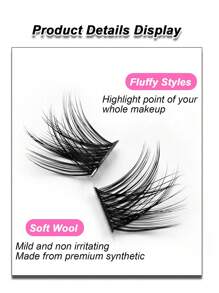 Rikuaild 100片D型卷翘纤细单根假睫毛，DIY蓬松交叉簇状假睫毛，浓密自然柔软假睫毛，睫毛簇，单根假睫毛，睫毛，假睫毛 - D - 查看 3