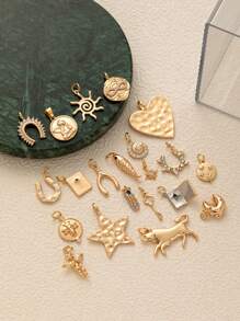 1PC Lucky Biscuit With Opening And Closing, Flower Love, Eight Pointed Star, Sun DIY Handmade Pendant, Women's Gift, Gold Plated