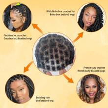 DWNSEN DIY Weaving Three Piece Set Double Full Lace Crochet Wig Caps With Natural Knots And Baby Hair Quick For Wig Making, Breathable HD Lace Braided Cap For Crochet Braids, Glueless Hair Net With Bangs Gift Crochet And Nylon Hairnet - 82 Sections - View 10