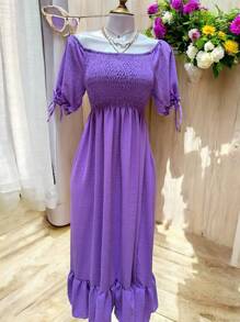 VESTIDO LARGO TIPO CAMPESINO CON MANGA MOD. ALY - Bruma de Lavanda - Ver 9