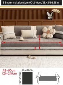 1件装奢华雪尼尔沙发座垫套，现代简约雪尼尔防尘防滑耐用沙发垫，保暖防褪色，宠物友好，适用于卧室、办公室、客厅、L型沙发以及1/2/3/4人沙发。 - 深灰色 - 查看 17