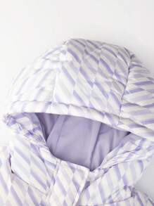 Annil Children's Clothing For Girls Medium Long Down Jacket For Children Winter - Purple White - View 4