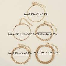 5pcs Women's Multilayer Fashion Gold Color Bracelets & Anklets Set - Gold - View 4
