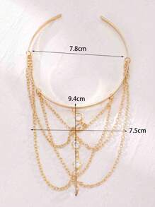 1pc Sexy Tassel Chain Water Drop Arm Bracelet Pendant Armlet, Holiday Beach Resort Party Occasion Jewelry - Gold - View 11